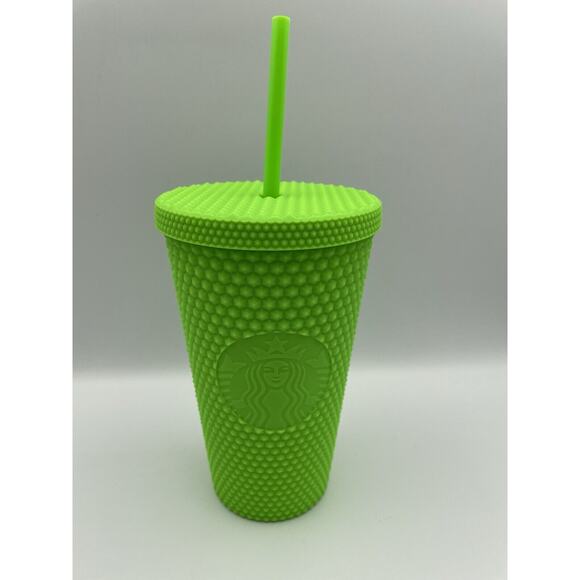 Starbucks Fall 2021 Studded Bling 16oz Grande Tumbler - Neon Green - NEW - Picture 1 of 7
